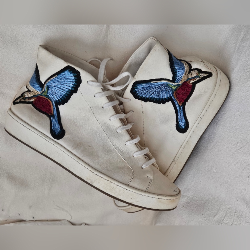 Joie Genuine Leather Cream/Ivory High-Top Hummingbird Sneakers EU39/US W's 8.5-9